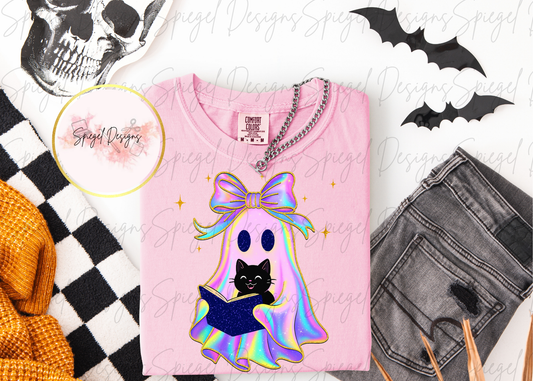 Iridescent Ghost w/Book & Black Cat