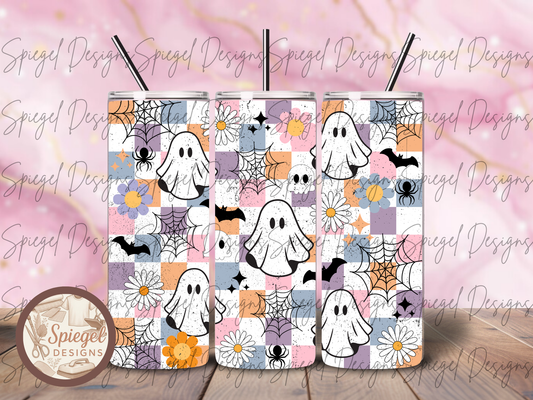 20oz Checkered Ghost & Bats Stainless Steel Tumbler