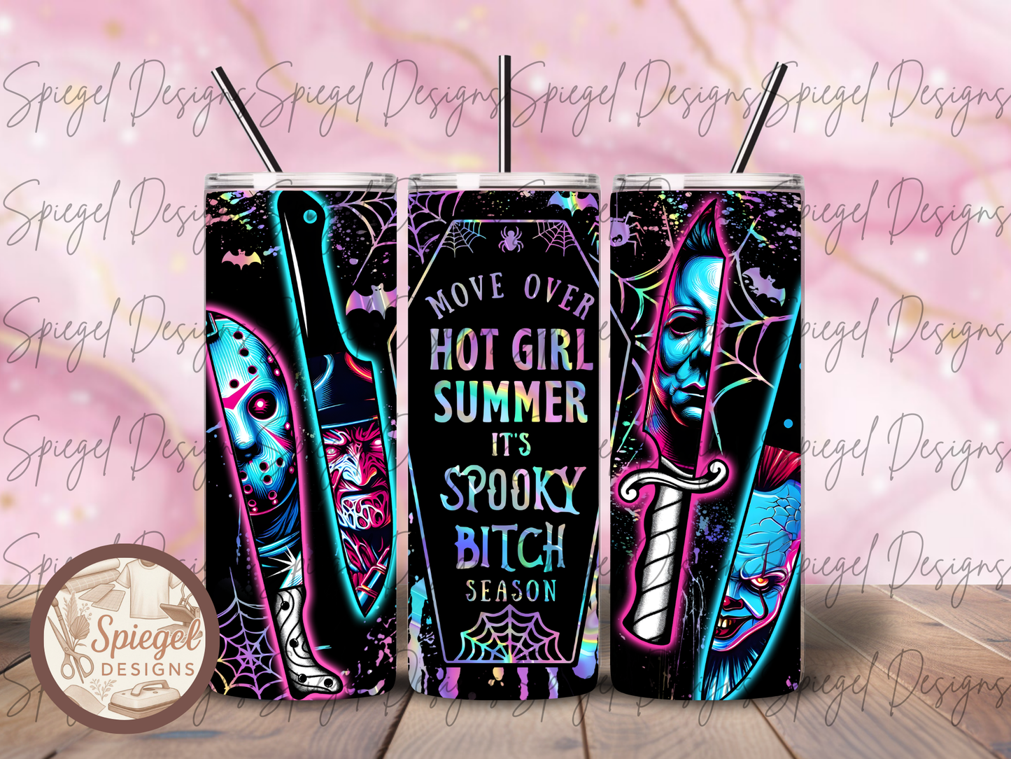 20oz Neon Horrors 'Spooky B!!ch' Stainless Steel Tumbler